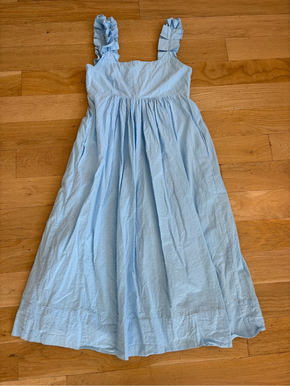 Light Blue Ruffled Strap Dress